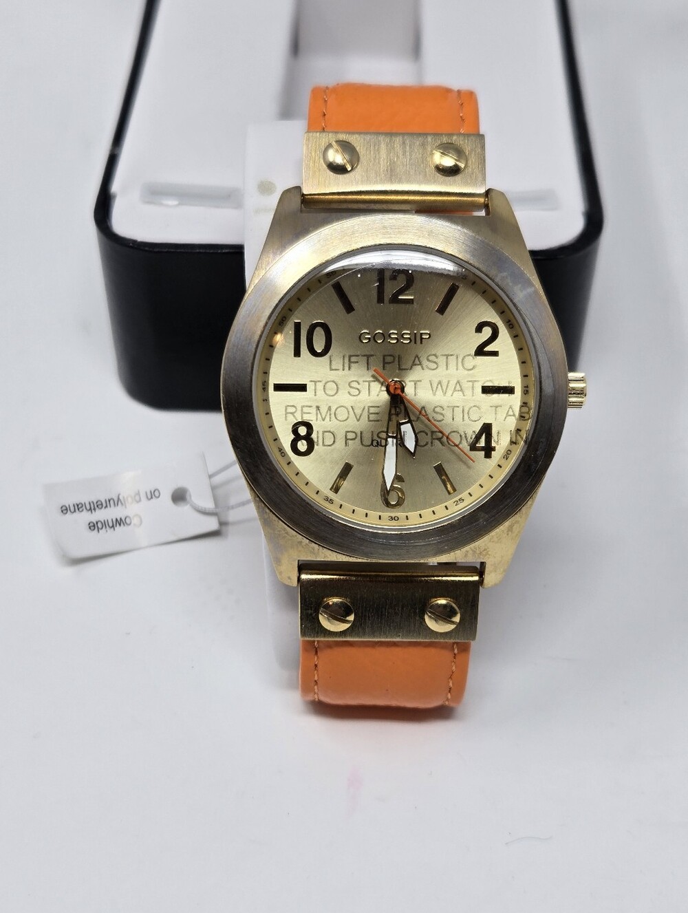 Gossip Gold-Tone Watch with Orange Strap